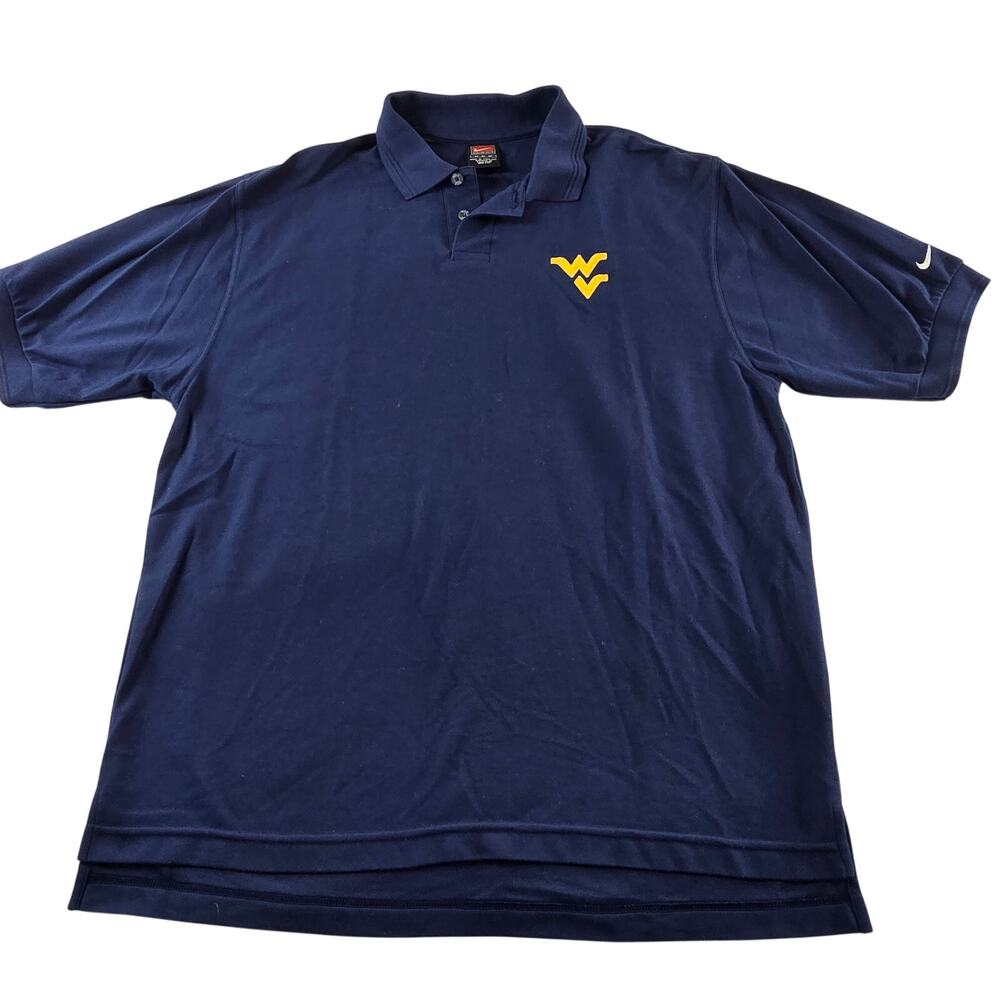 Nike Polo Shirt West Virginia Mountaineers Size Medium Blue Dri Fit College Team